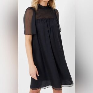 French Connection Ella Georgette Smocked Neck Mini Dress size XS